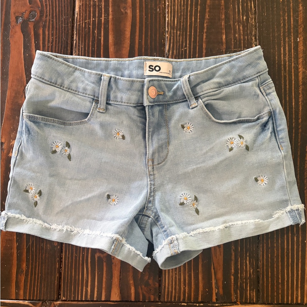 SO Girls Light‎ Blue Floral Jean Shorts